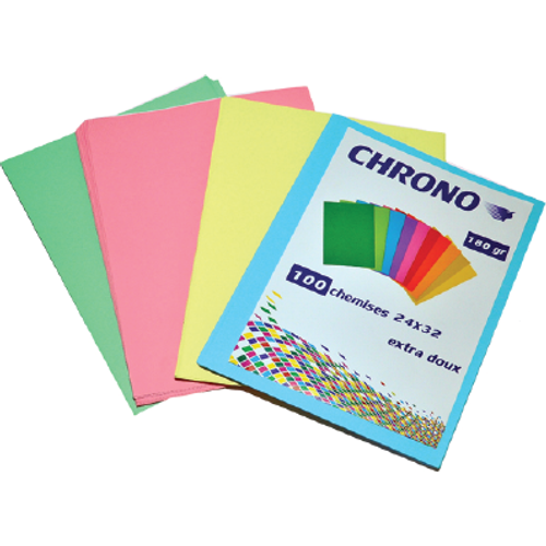 Chemises cartonnées CHRONO 180g 24x32 extra doux Ramette de 100 - Multicolore - 3