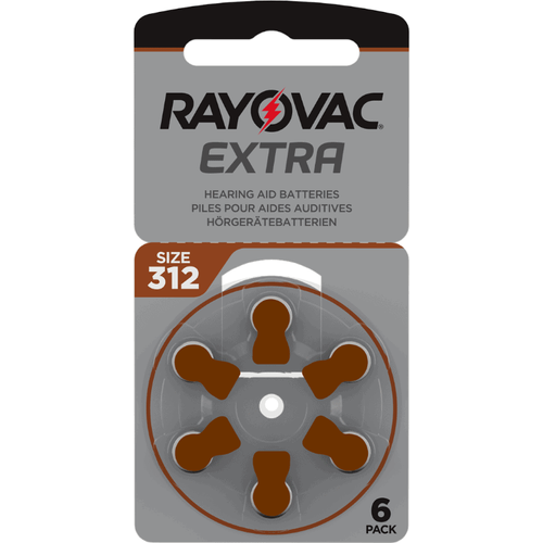 Rayovac Piles Extra Taille 312 pour Aides Auditives - Pack de 6