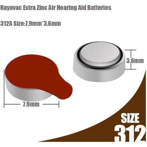 Rayovac Piles Extra Taille 312 pour Aides Auditives - Pack de 6 - 2