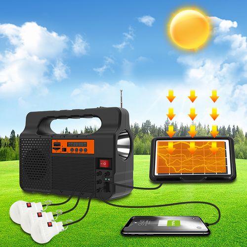 Easy Power EP-0138 Avec 3 Lampes, Chargeur téléphone, Radio FM, Wireless connect Et Panneau Solaire 6V - 3.2W - 2