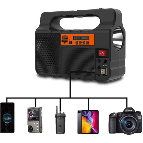 Easy Power EP-0138 Avec 3 Lampes, Chargeur téléphone, Radio FM, Wireless connect Et Panneau Solaire 6V - 3.2W - 3