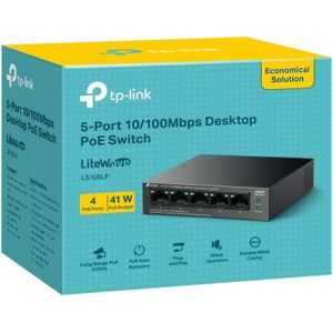 TP-Link 5-Port 10/100Mbps Desktop PoE+ Switch LiteWave LS105LP