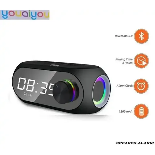 youaiyou YY-801 haut parleur RGB musique Radio réveil Bluetooth lumière RGB carte TF Fm - 2