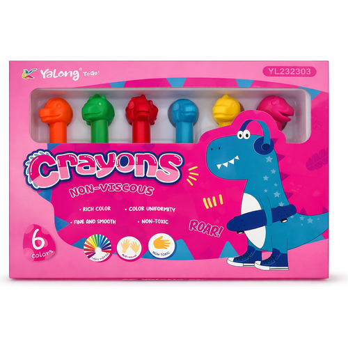 Crayons de couleur en cire se forme de Dinosaur-rose