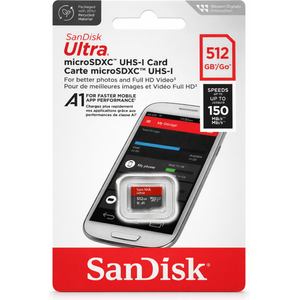 SanDisk Ultra 512GB microSDXC UHS-I A1 Memory Card – Up to 150MB/s