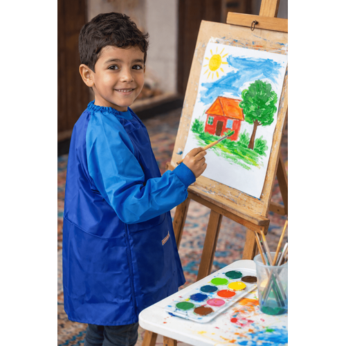 مريلة زرقاء للأطفال Brunnen بأكمام طويلة – حماية للرسم والطبخ – من 6 إلى 8 سنوات - 3