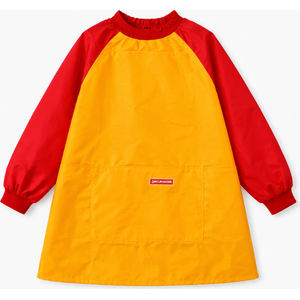Tablier enfant Brunnen avec manches longues Rouge/Jaune – Protection peinture et cuisine – 6-8 ans