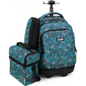 Pack Cartable Trolley JCB + Sac goûter + Trousse – Bleu claire