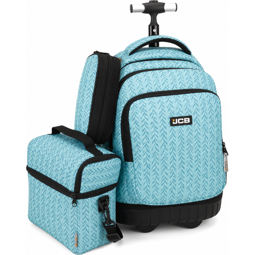 Pack Cartable Trolley JCB + Sac goûter + Trousse – Bleu claire