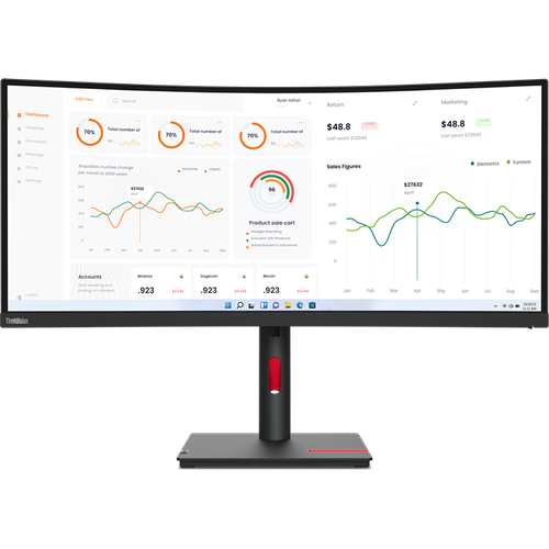 Écran incurvé 34" QHD Lenovo ThinkVision T34w-30
