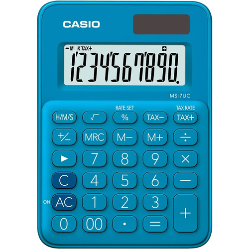  Casio MS-7UC-BU Calculatrice de Bureau – 10 Chiffres