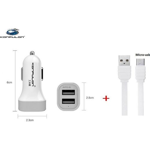 شاحن سيارة مع منفذ لولبي V8 مزود بكابل - 3