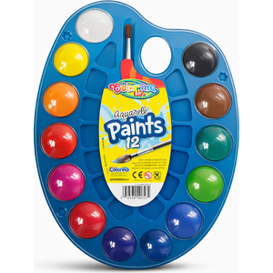 Colorino Kids Aquarelle Paints 12 – Palette de Peinture Aquarelle Enfant avec Pinceau