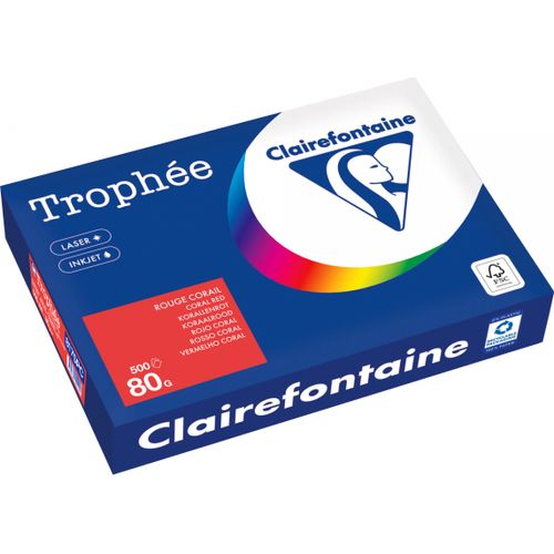 Ramette de papier Trophée -Clairefontaine Rouge Corail 80g 500 feuilles 8175PC 
