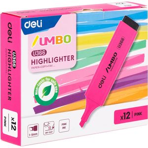 Surligneurs Deli Jumbo U366 HIGHLIGHTER - Rose Pack de 12