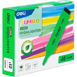Surligneurs Deli Jumbo U366 HIGHLIGHTER - Vert Pack de 12